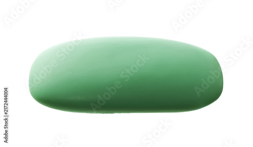 Konstfotografi Green used dry soap isolated on white background, clipping path