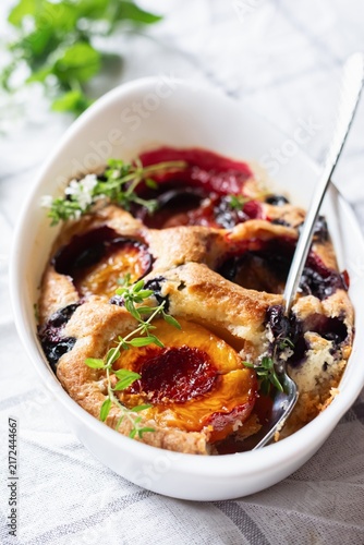 Plum pie, a fruity American dessert.