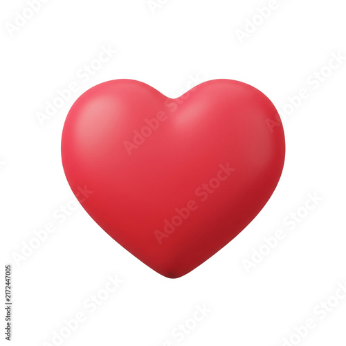 Vibrant glossy red heart shape icon illustration 3d render for love romance health life energy mobile user interface game asset