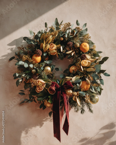 christmas wreath on the door