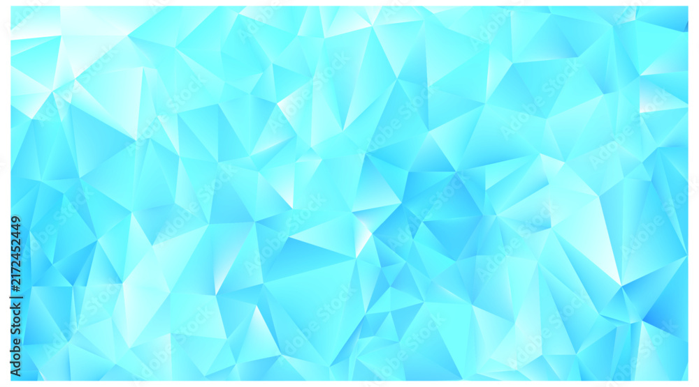 Fototapeta premium Blue triangle background. Winter Christmas bg. Blue low poly