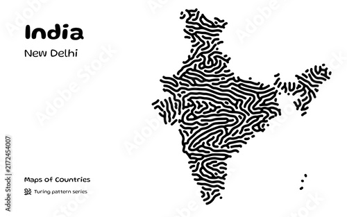 India New Delhi Turing Pattern Vector Map