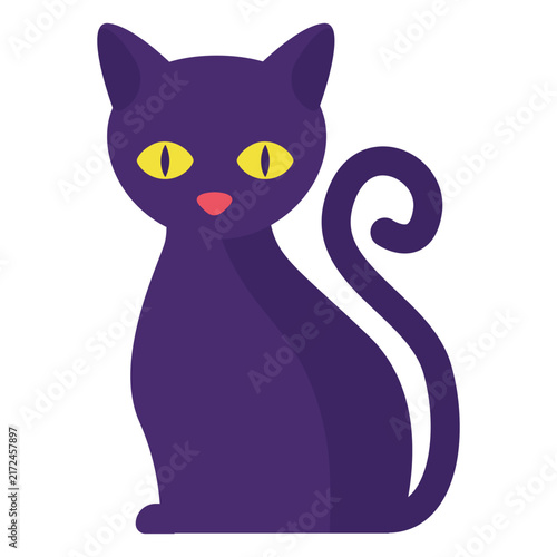 Black cat flat halloween