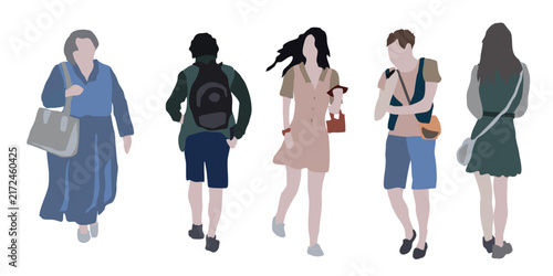 2D image for use as an entourage. Vector flat city infographics Flat design silhouette isolated on white background. Ideal for concepts of travel, lifestyle, commuting, or everyday activity.