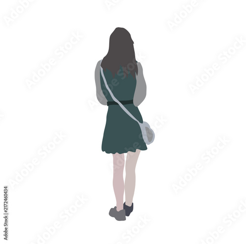 2D image for use as an entourage. Vector flat city infographics Flat design silhouette isolated on white background. Ideal for concepts of travel, lifestyle, commuting, or everyday activity.