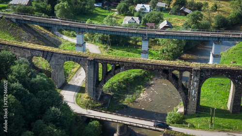 Austrian Viaduct Bridge in the village of Vorokhta