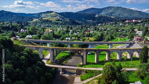 Austrian Viaduct Bridge in the village of Vorokhta