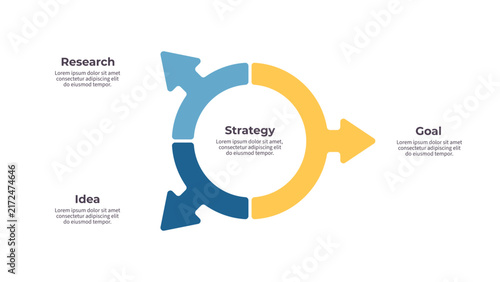 Business infographic template. Arrow chart with three options, steps. Vector chart.