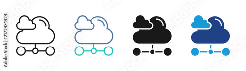 Cloud Network icon set multiple style collection