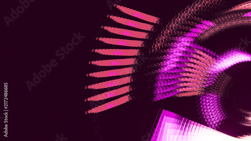 Neon Pink Abstract Geometric Light Waves on Dark Background