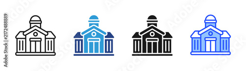 Campus Building icon set multiple style collection