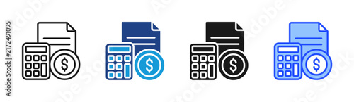 Finance Calculator icon set multiple style collection