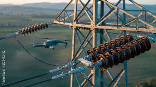 Drone examines transmission hardware for grid resilience