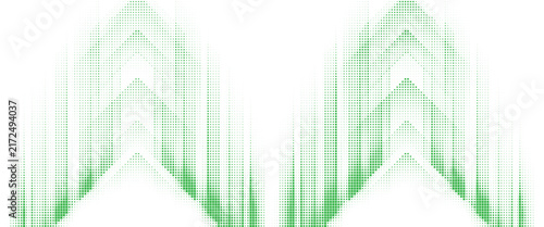 Canvas Print Abstract green halftone square grid with expanding particle density, modern geom