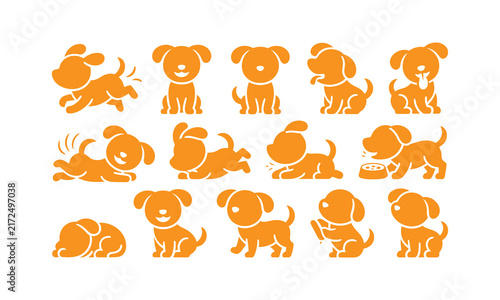 Set of cute puppy silhouettes in... desi