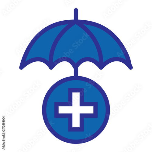 Obraz na plátně Family Floater Line Icon – Family Health Insurance and Medical Protection Vector