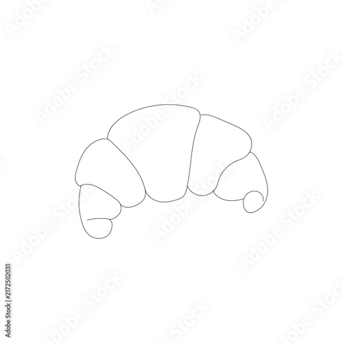 Foto Minimalist continuous line of a fresh flaky croissant pastry isolated on a white