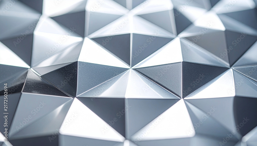 Fototapeta premium Abstract silver metallic geometric background with 3d polygonal pattern