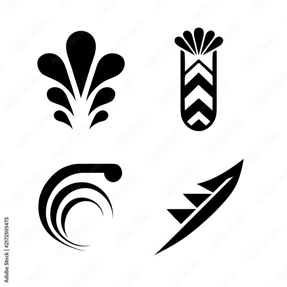 Fototapeta premium Black and White Abstract Organic and Geometric Logo Elements