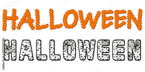 Vector isolated Halloween-themed lettering. Isolated Halloween-themed lettering for holiday designs, posters, and cards on a white background.