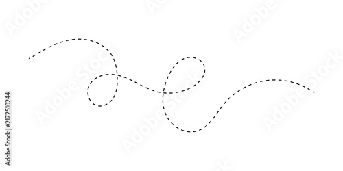 Quadro su tela Black dashed line path with curves and loops for design element