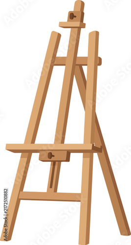 Easel, a sturdy wooden stand for displaying artwork, remains ready for.