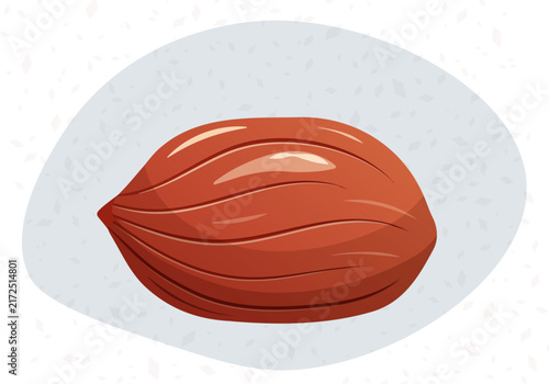 Close-up of a shelled peanut kernel lying on a surface
