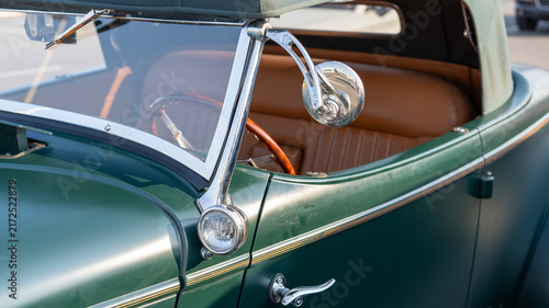 Fotografie Classic Vintage Convertible Car Exterior With Chrome Details and Leather Interio