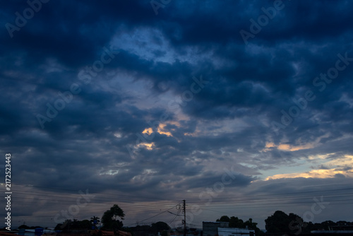 beautiful big clouds in the sky at sunset