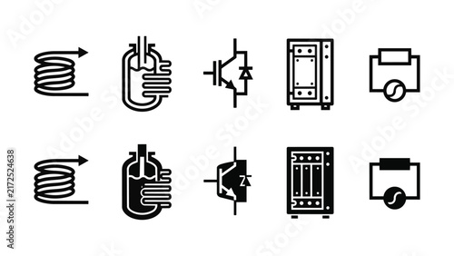SFCL Module Line and Solid Icon Pack For Grid UI | SFCL Module, SFCL, Superconducting, Fault, Limiter - Clean Modern and Editable Vector Icon Set