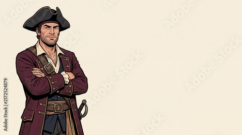 Confident pirate captain standing with arms crossed