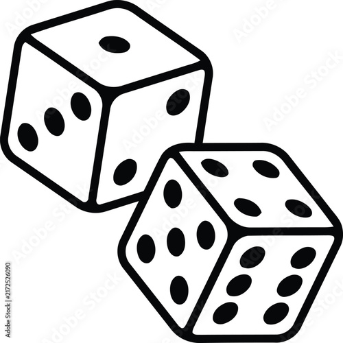 Pair of dice to gamble or gambling in craps line art vector icon for casino apps and websites