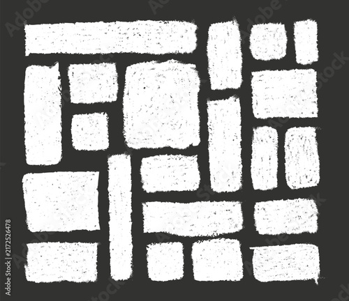 Black and White Stone Brick Wall Texture with Square Tiles, Concrete Block Pattern, Abstract Paving Surface for Architecture and Construction Design