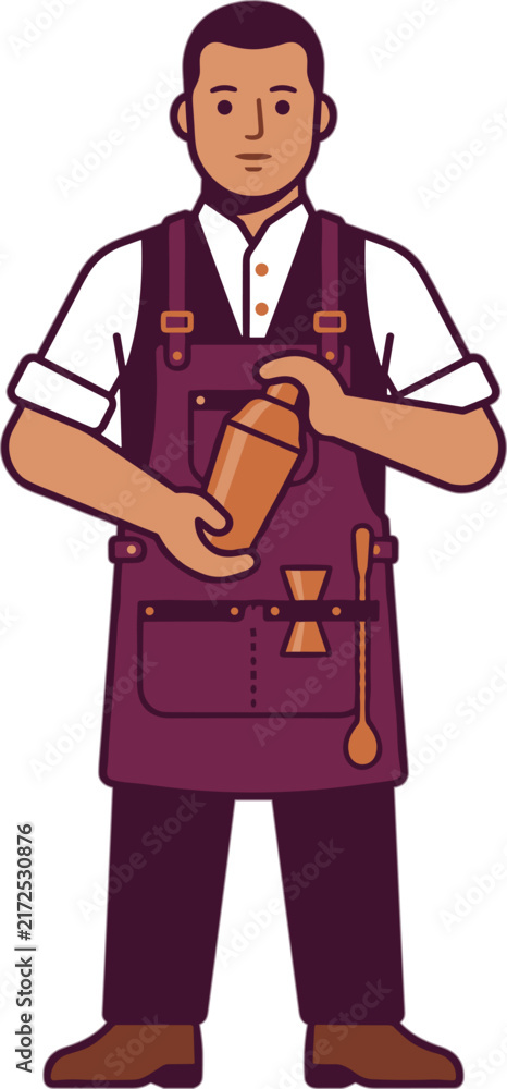Fototapeta premium Bartender preparing a drink with shaker cocktail making icon