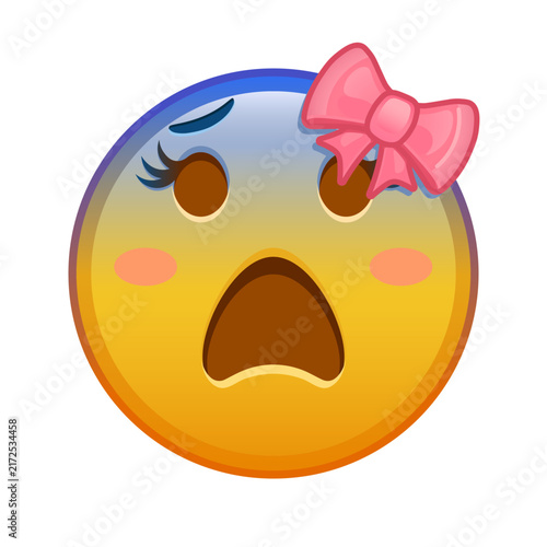 Female face in fear Large size of yellow emoji smile