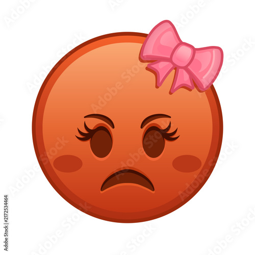 Female face pouting lips Large size of red emoji smile