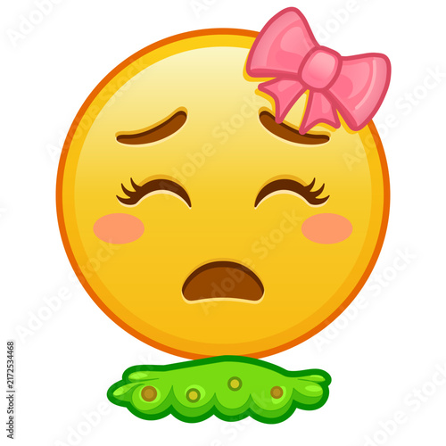 Female face vomiting Large size of yellow emoji smile