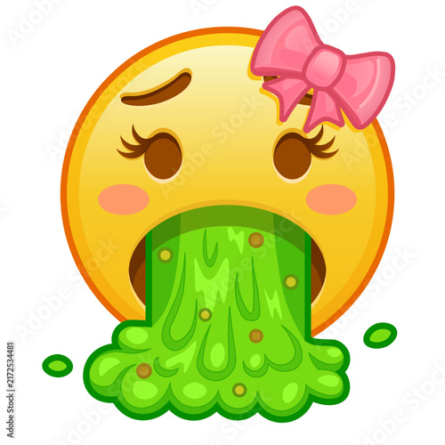 Vomiting female face Large size of yellow emoji smile