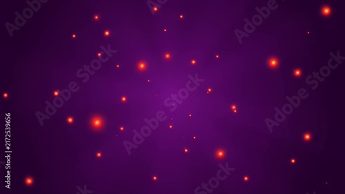 Abstract Digital Background Featuring Glowing Orange Particles Floating Through A Deep Purple Nebula Atmosphere