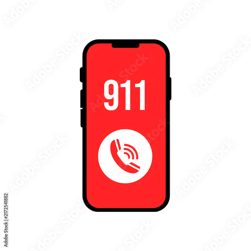 911 Emergency Phone Call Helpline Service Icon isolated on   white background 