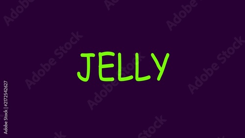 Jelly text animation on dark purple background, minimalist motion 4k motion typography