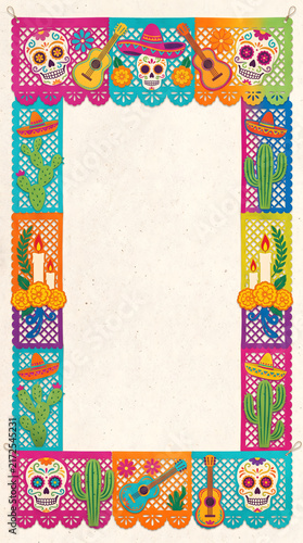 dia de los muertos paper banner frame with copy space background