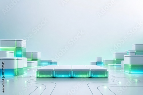 Battery Storage Illustration With Clean Modular Energy Blocks