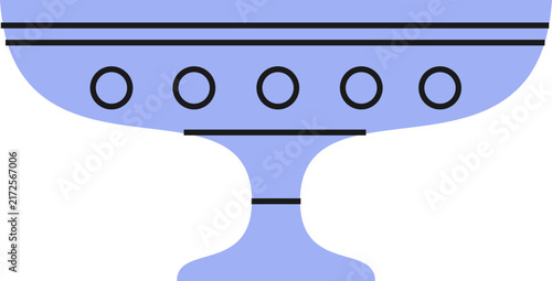 Minimalist Blue Pedestal vase Chalice Flat Illustration Icon