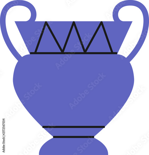 Minimalist Purple Ancient Greek Vase Flat Style Pottery Graphic Icon