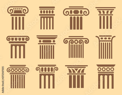Ancient Greek and Roman Column Capital Icons Collection