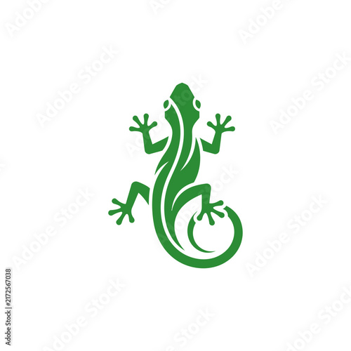 Green Gecko Lizard Silhouette Icon Logo Design