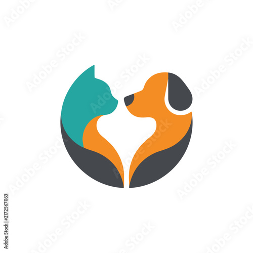 Cute Cat and Dog Logo Design - Pet Care and Love Symbol