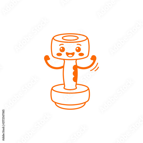 Cute Cartoon Dumbbell Character Flexing Biceps