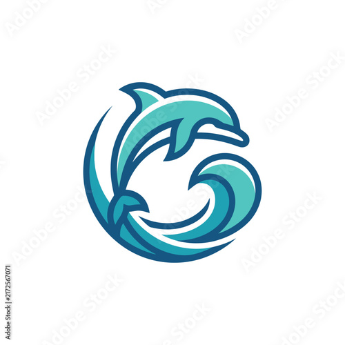 Playful Dolphin Jumping Over Wave Icon